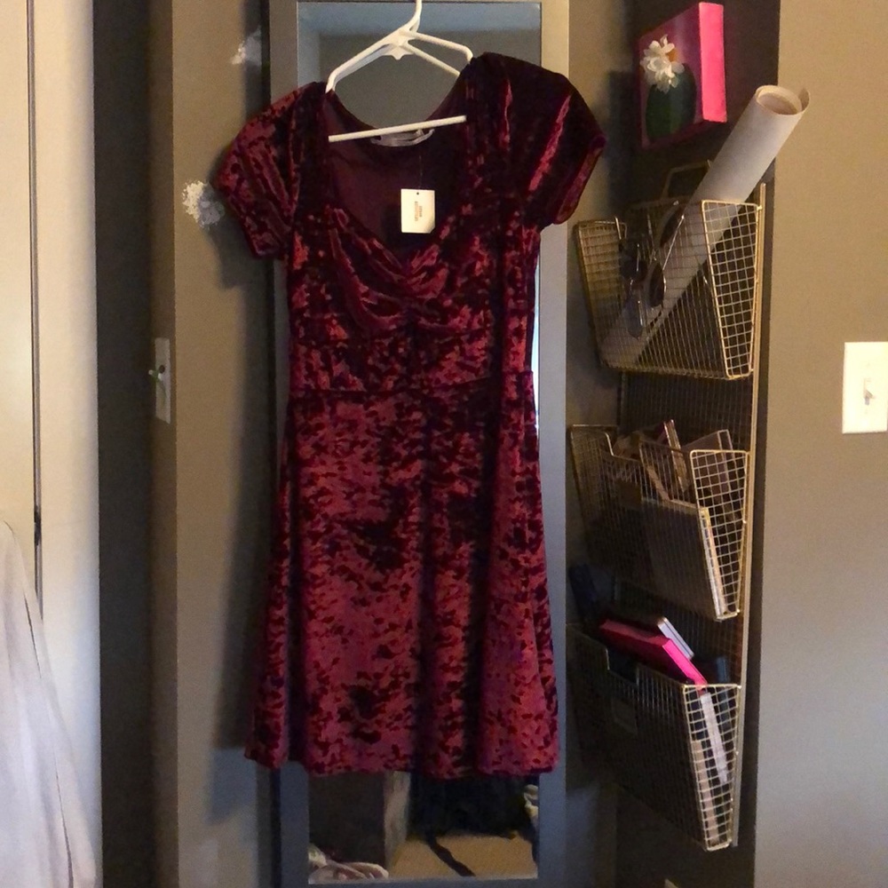 Crushed red velvet Urban Outfitters dress